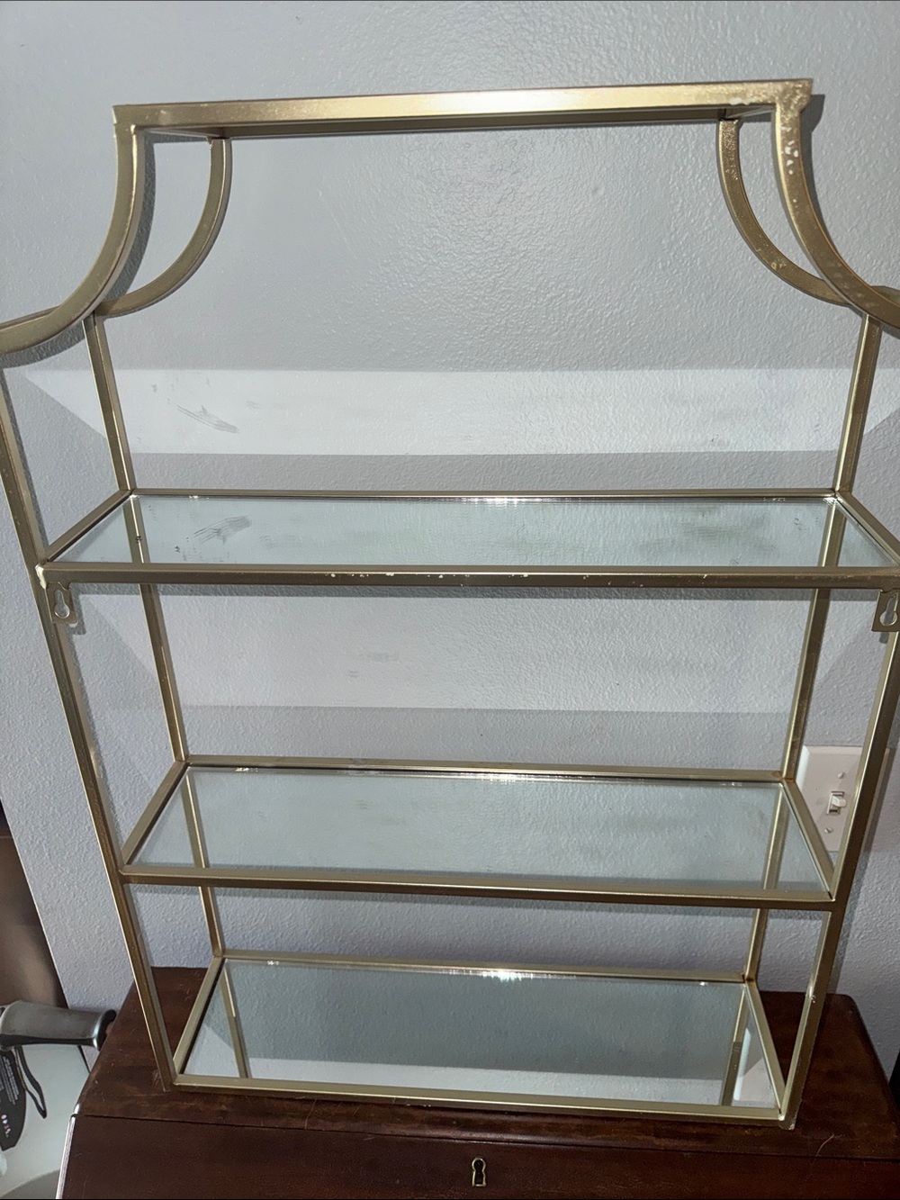 Kate and Laurel Ciel Glam 3-Tier Scalloped Wall Shelf Mirrored Bathroom Bedroom